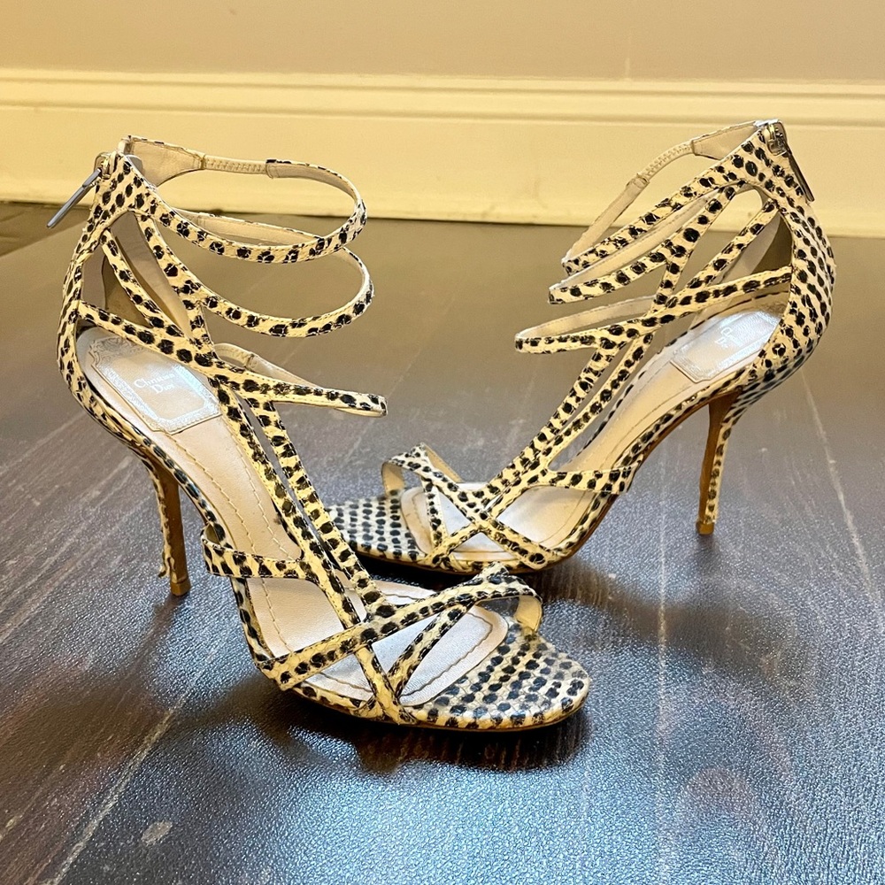 Christian dior strappy snakeskin heels